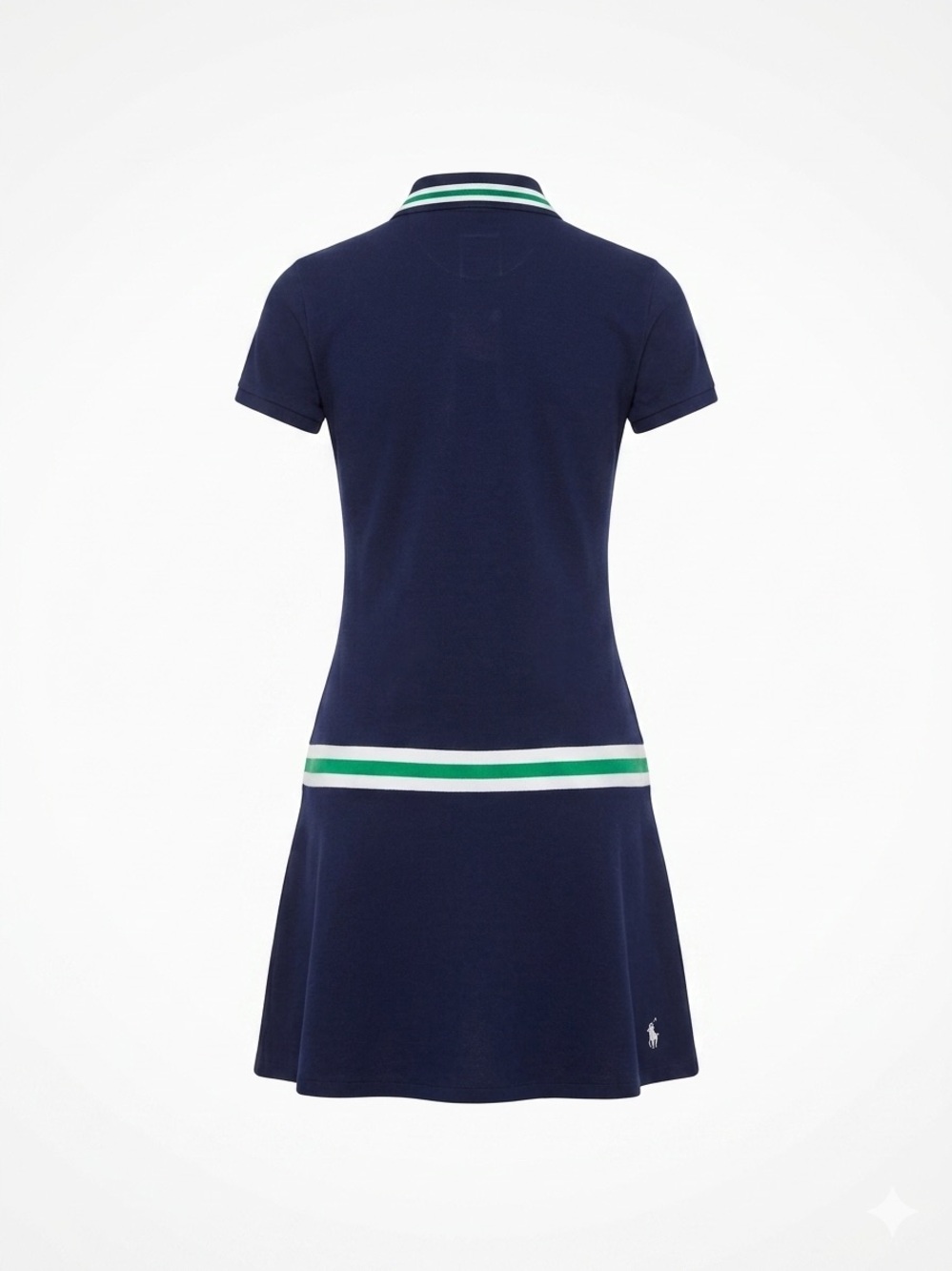 Ralph Lauren Navy Polo Dress with Green and White Stripe - Picture 6 of 16